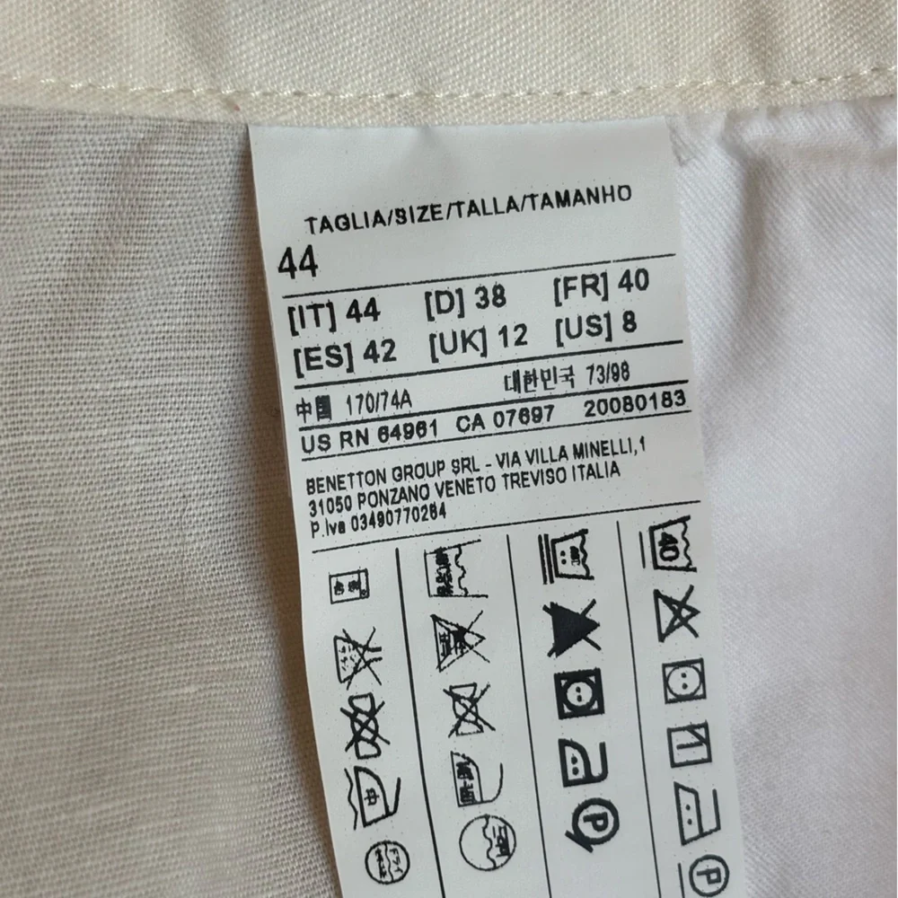 STILE BENETTON Linen Shorts White Cream Khaki Italy Bermuda ‎ Normcore Women 8